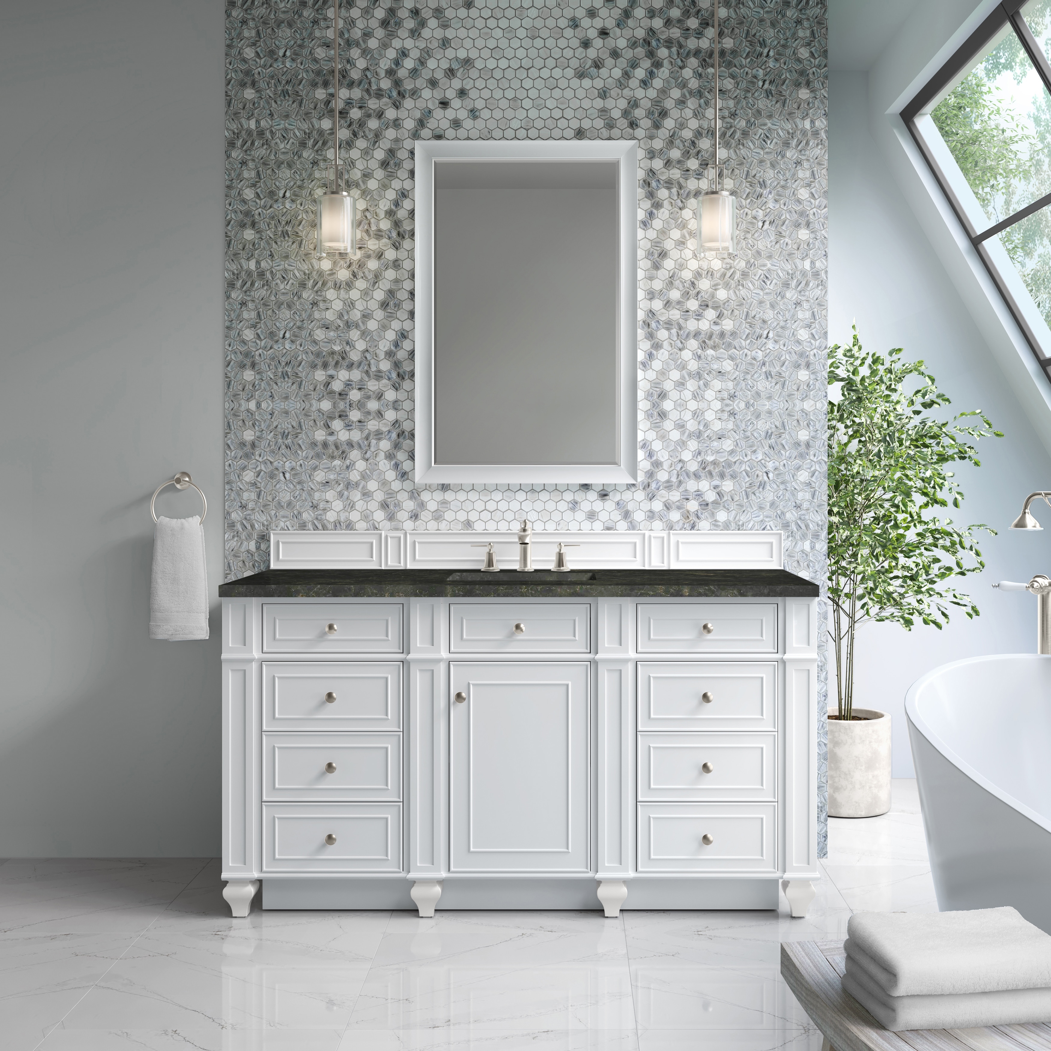 James Martin Vanities Bristol 60" Single Vanity, Bright White