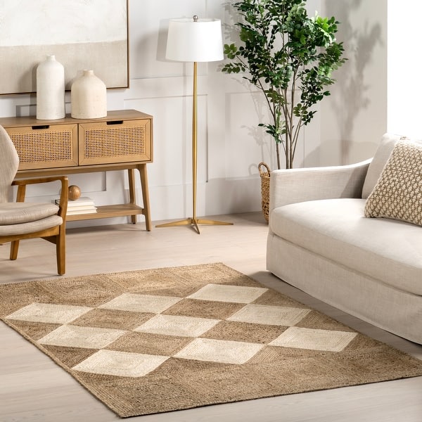 slide 2 of 19, Nuloom Kiraz Diamond Trellis Jute Area Rug 5' x 8' - Natural