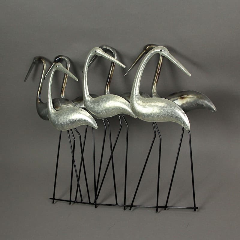 Metal Flock Of Coastal Birds Wall Art Sculpture Hanging Beach Home