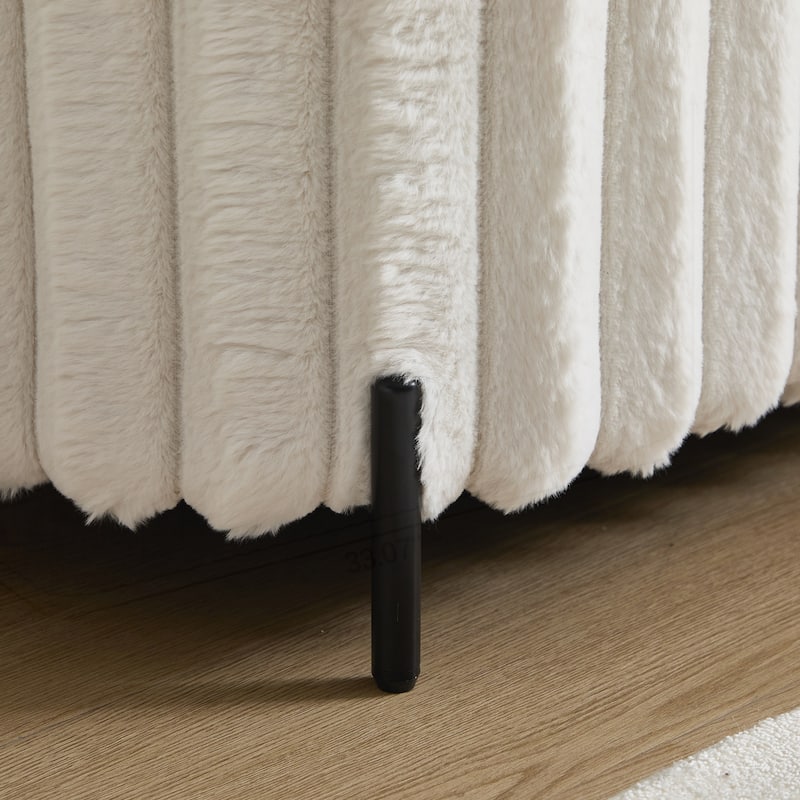 49.2" Wide Faux Fur Flip Top Storage Bench