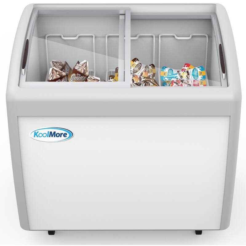 9 cu. Ft. Manual Defrost Commercial Glass Top Display Chest Freezer