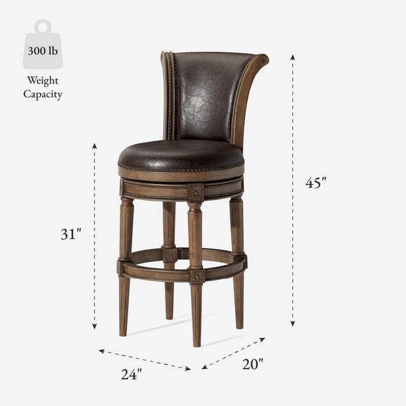 Maven Lane 31" Pullman Swivel Bar Height Kitchen Stool