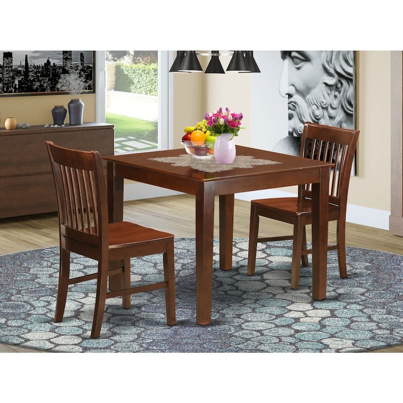 Small Kitchen Table Set - Dining Table with 2 Chairs - 36 Inch Square - Cozy Dining Room Furniture