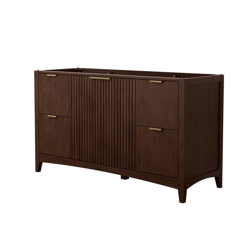 Wyndham Collection WCF9191-60S-CXSXXMXX Palmilla 60" Single Free - Dark Walnut / Brushed Gold Hardware