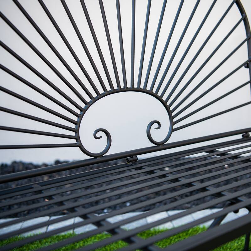 XBrand 44"L Iron Sun-Patterned Seat for Two Indoor/Outdoor Bench