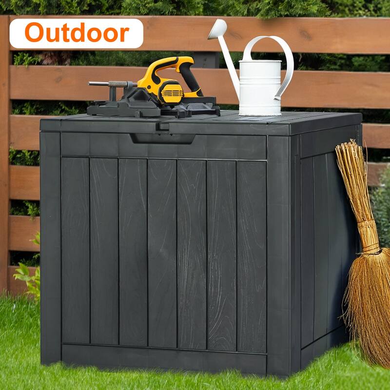 Deck Box with 31 Gallon Capacity, Weatherproof Resin Lockable Outdoor