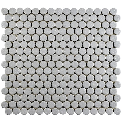 Merola Tile Hudson Penny Round Crystalline Grey 11-7/8" x 12-5/8" Porcelain Floor and Wall Tile