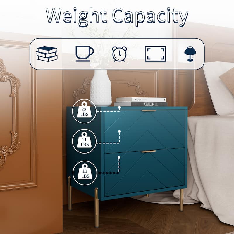 Clihome Modern 2-Drawer Storage Nightstand