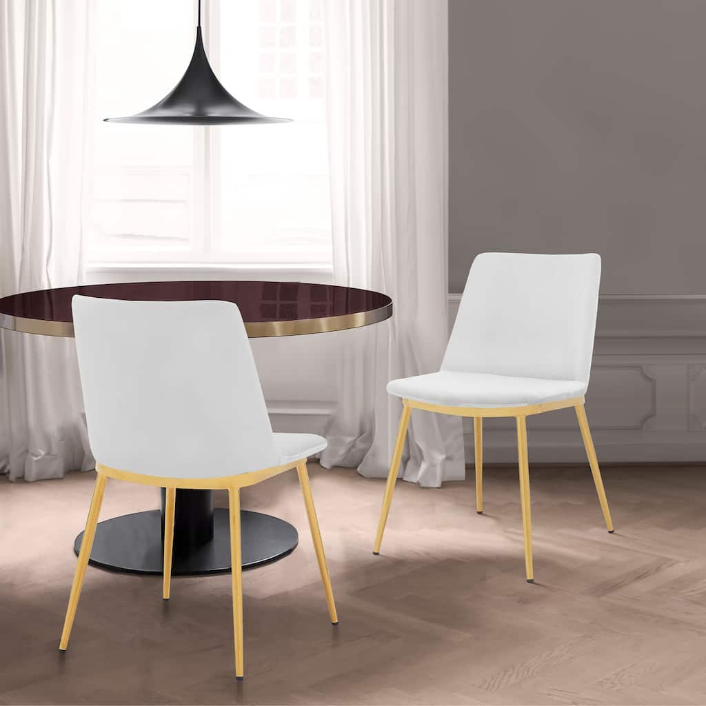 Messina Modern Velvet and Gold Metal Leg Dining Room Chairs - Set of 2