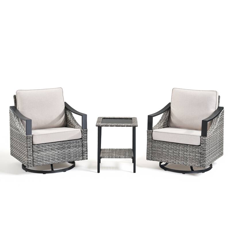 Pocassy Outdoor Patio Swivel Glider Chairs with Cushion