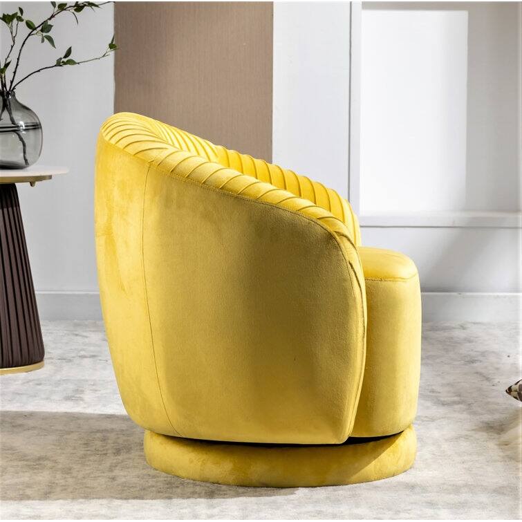 Modern Barrel Swivel Chair with Plush Velvet Upholstery and Smooth 360° Rotation Round Accent One-Seater Sofa