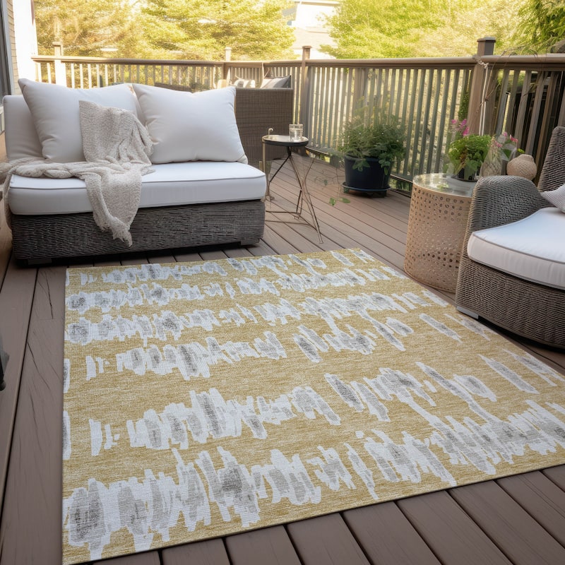 Machine Washable Indoor/ Outdoor Chantille Abstract Contemporary Rug