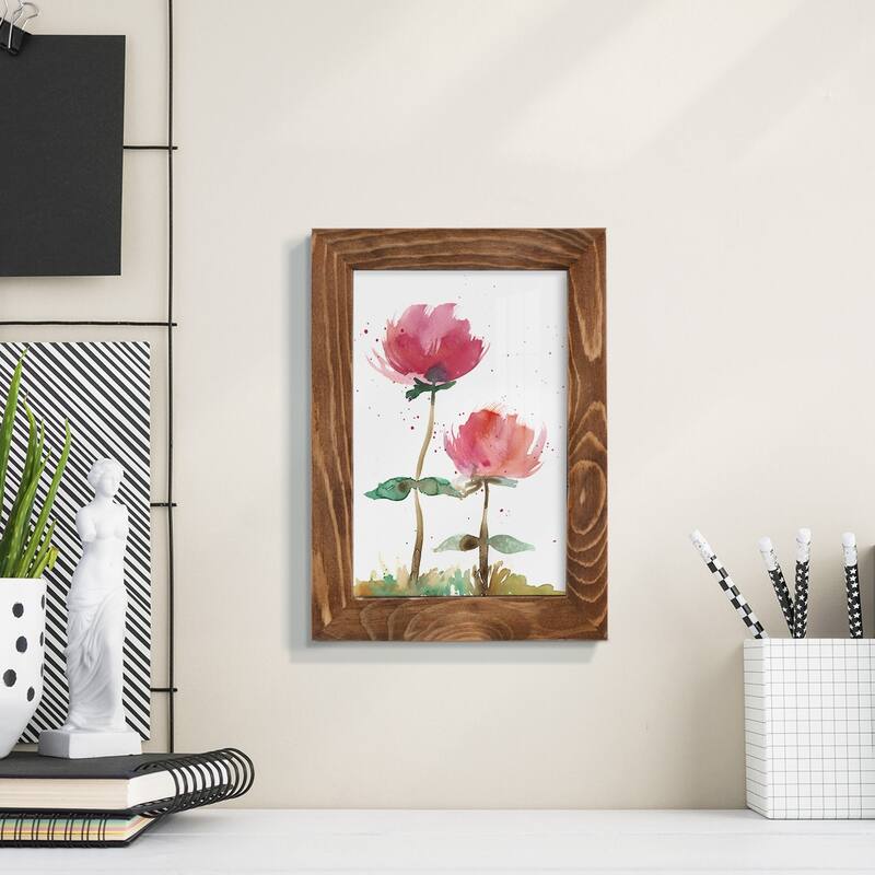 Pink Fleurs I -Framed Print w/glass-Cherry Red