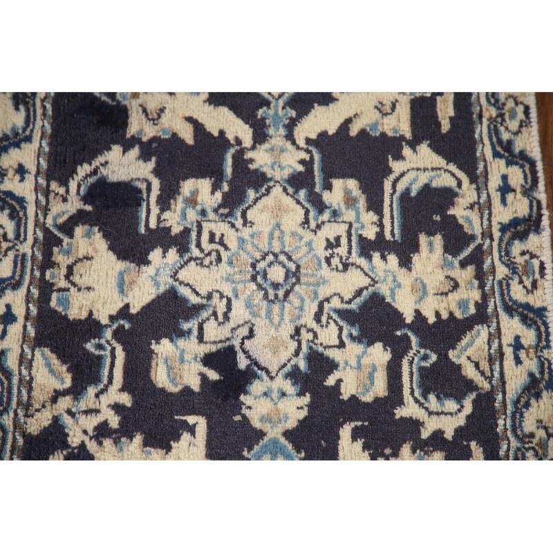 Blue Traditional Nain Persian Vintage Area Rug Handmade Wool Carpet 1