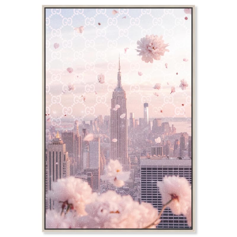 Raining Petals in NYC Canvas by Art Remedy - Silver - 36" x 54"