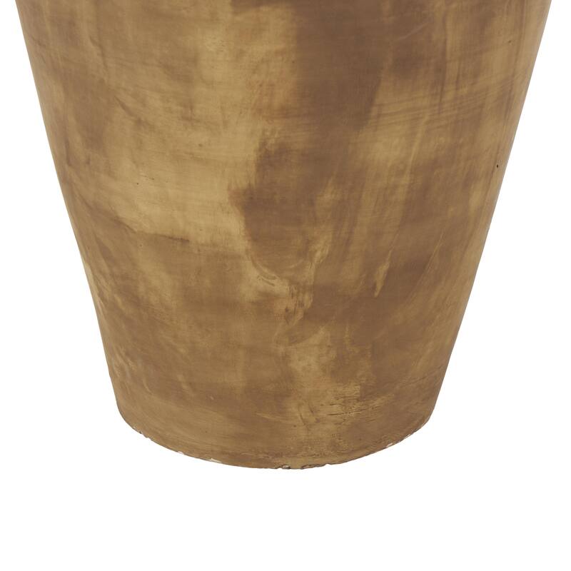 Ceramic Antique Style Distressed Patina Vase with Beige Accents - Brown - Roche River Decor