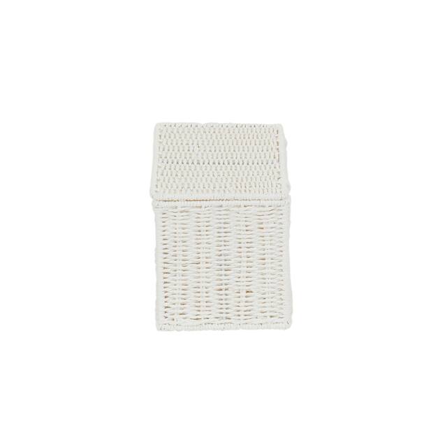 Household Essentials Decorative Wicker Chest with Lid for Storage and Organization | White