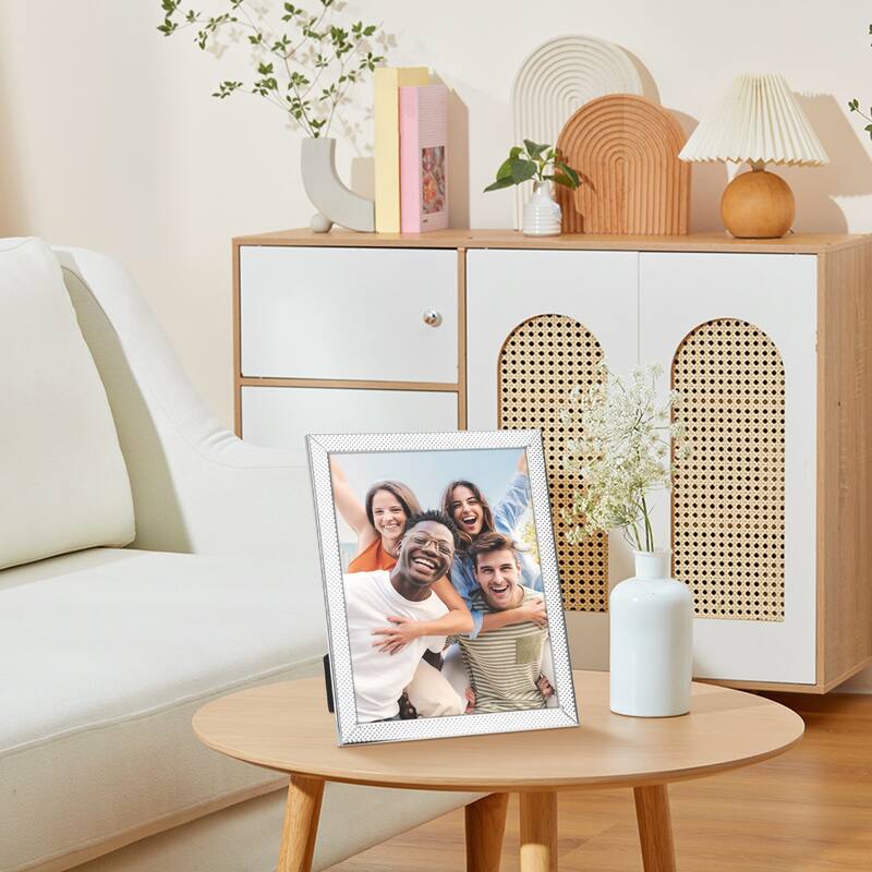 Simple Picture Frames, Metal Photo Frame with Real Glass, Display for Wedding Gift Home Tabletop Decor - Silver - 6x8