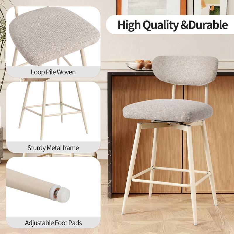 Modern Nearly 26" H Swivel Faux Leather Counter Height Bar Stools