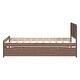 preview thumbnail 11 of 11, Twin Size Platform Bed Simple Wood Bed Frame with Twin Trundle Underneath, Wood Slat Support No Box Spring Needed, Walnut