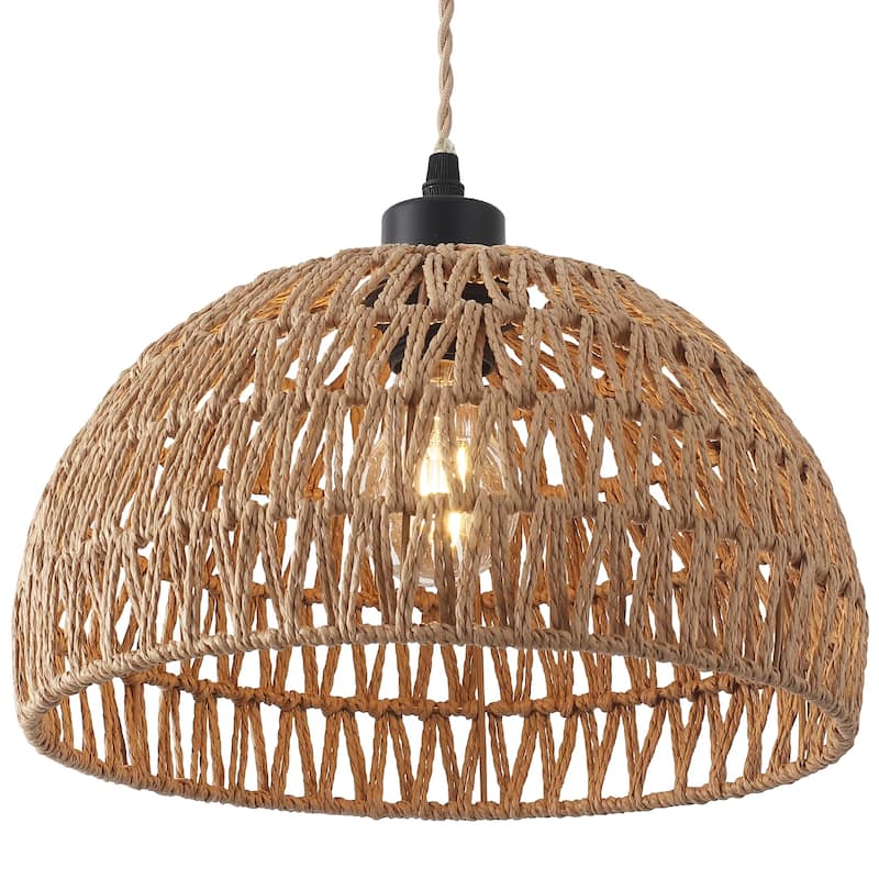 1-Light 11.81"W Rattan Pendant Lights for Kitchen Island Living Room