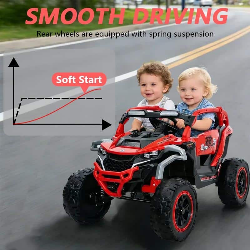 Kids Ride On Truck with Remote Control, Red Electric ATV Off-Road Toy Car with Openable Doors & Music