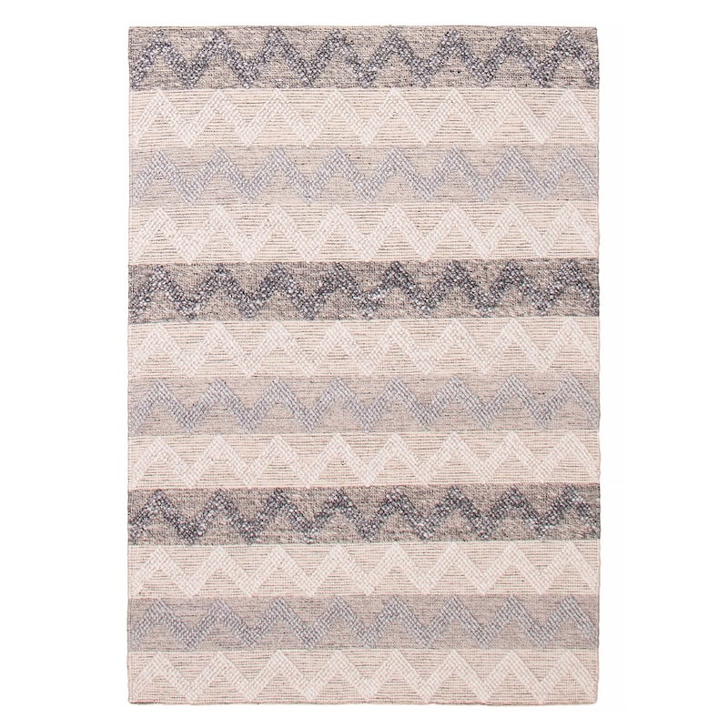 ECARPETGALLERY Braid weave Sienna Grey Wool Rug - 5'2 x 7'8 - Light Grey - 5'2 x 7'8