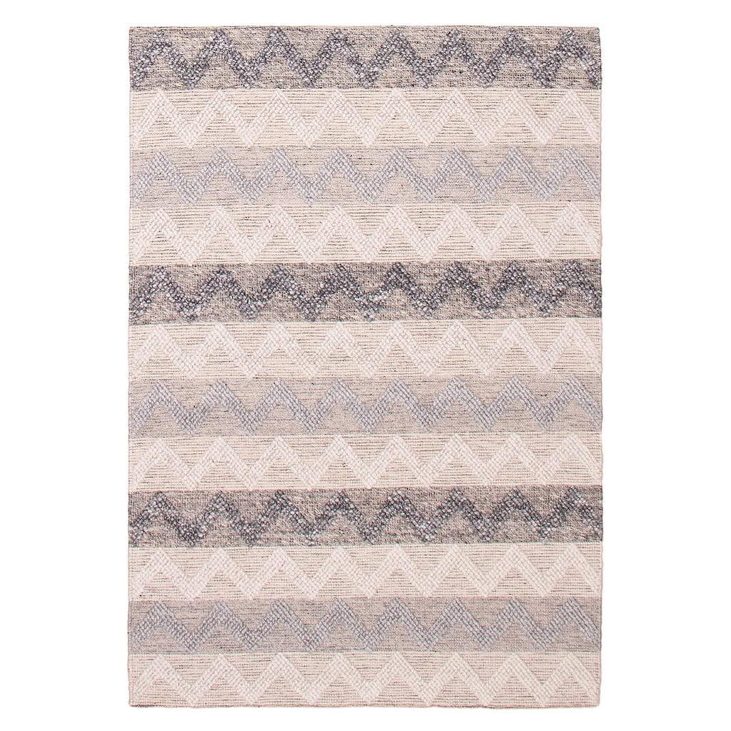 ECARPETGALLERY Braid weave Sienna Grey Wool Rug - 5'2 x 7'8