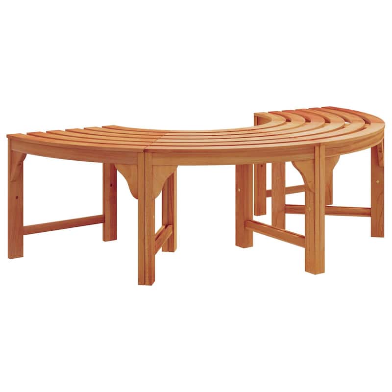 vidaXL Outdoor Tree Bench 160 cm Solid Wood Eucalyptus - 63 x 31.5 x 17.7 in