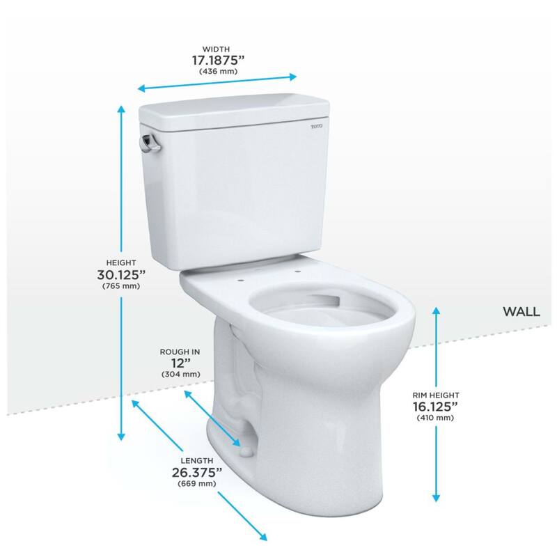 Toto CST775CEFG#01 Drake 1.28 GPF Two Piece Round Chair Height Toilet with Left Hand Lever