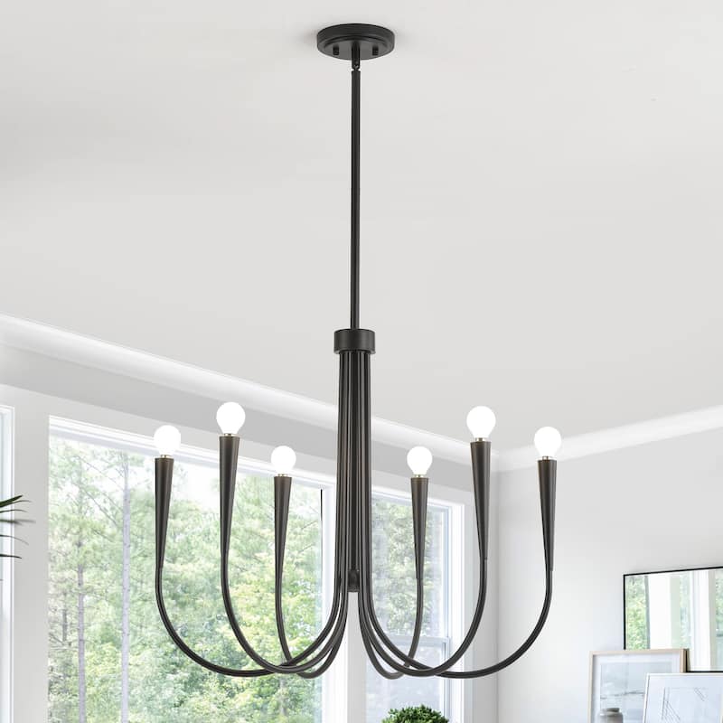 Starsky Mid-Century Farmhouse 6-Light Traditional Ceiling Light Modern Classic Candle-Style Chandelier