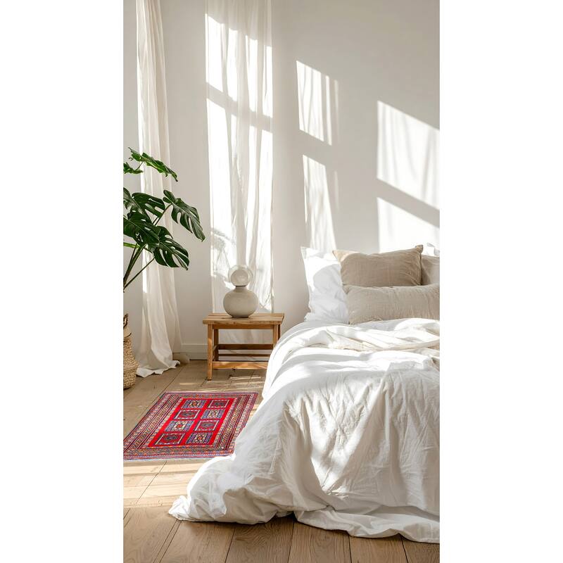 ECARPETGALLERY Hand-knotted Teimani Red Wool Rug - 2'9 x 4'4