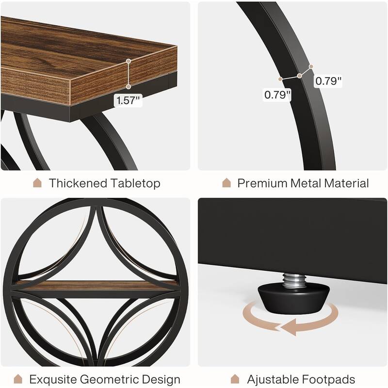 23.62 Inches Brown Engineered Wood End Table for Living Room, Industrial Bedside Table for Bedroom
