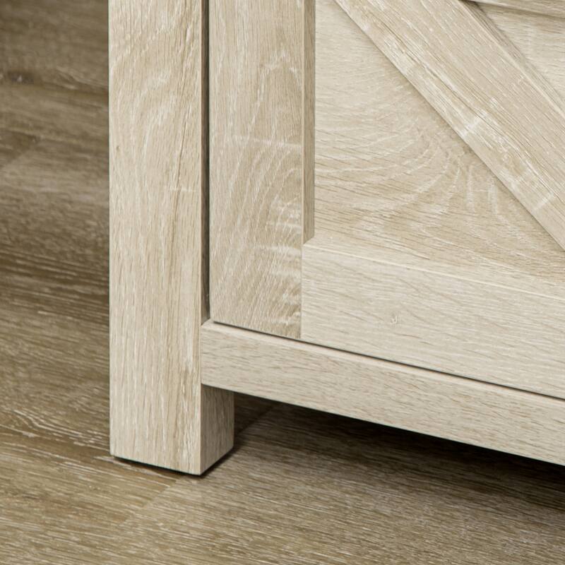 Oak MDF Side End Table with Drawer and Open Shelf for Living Room or Bedroom - 17.75" W x 15.25" D x 23.75" H