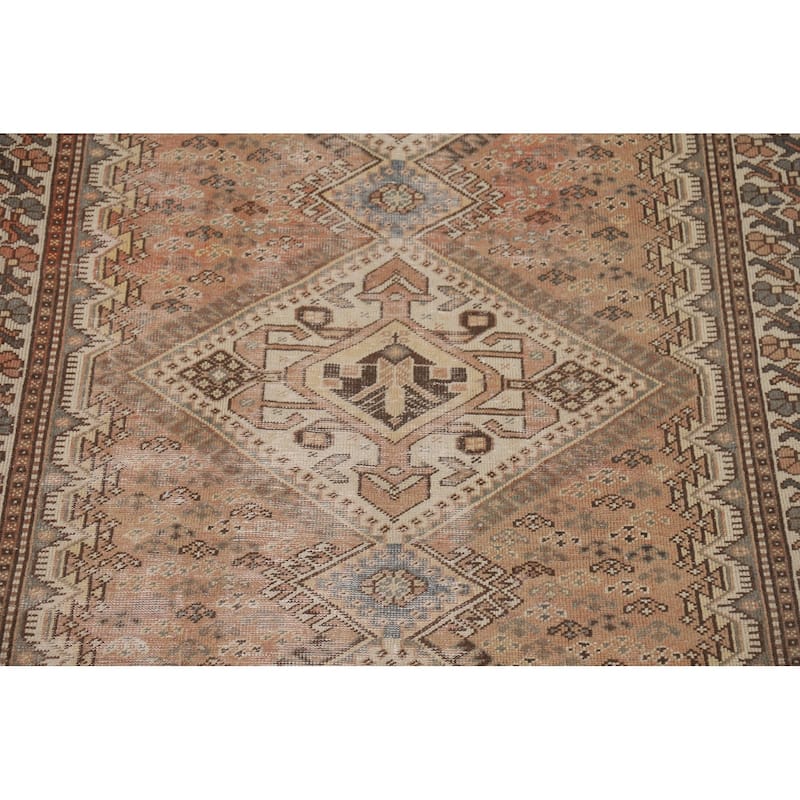 Distressed Bakhtiari Vintage Persian Area Rug Handmade Wool Carpet - 5'1" x 10'1"
