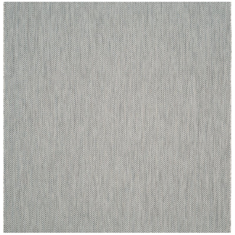 SAFAVIEH Courtyard Carolann Indoor/ Outdoor Waterproof Patio Backyard Rug - 5'3" x 5'3" Square - Grey/Navy