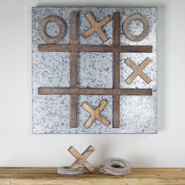 slide 2 of 27, American Art Decor Tic Tac Toe Game Board Set Coffee Table Decor