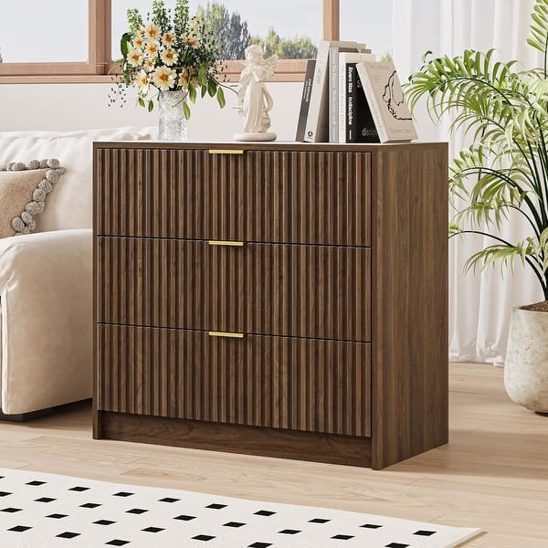 walnut dresser with gold hardware Furniture of America Oberlander Wood 5-Drawer Chest in Walnut
