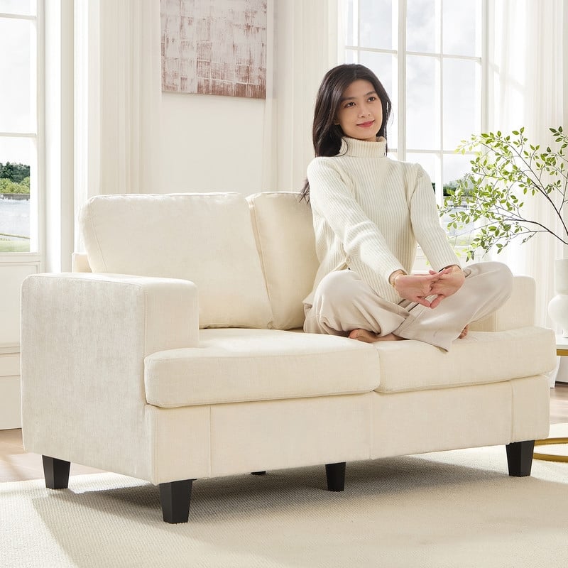 Mixoy W56"Loveseat Sectional Sofa,Chenille Fabric Cloud Sleeper Comfy Upholstered 2-Seater Couches