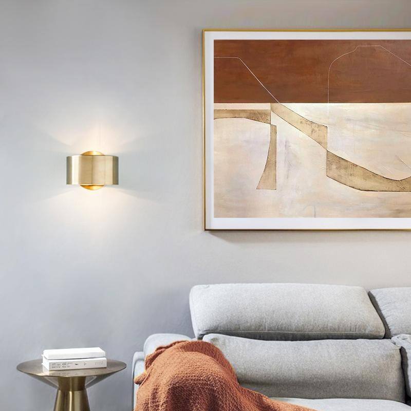 Modern 1-Light Brass Hollow Metal Drum Wall Light