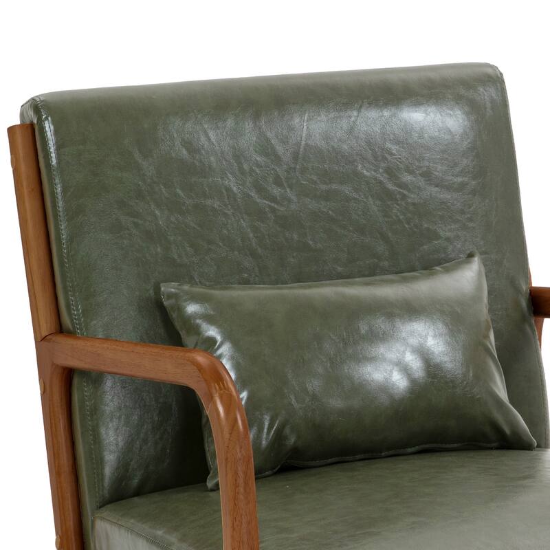 Mid-Century Modern Upholstered Accent Chair with Wood Frame