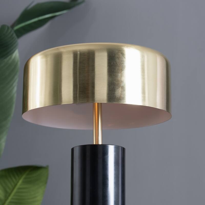 Valiente Gold Drum Table Lamp with Black Marble Accent