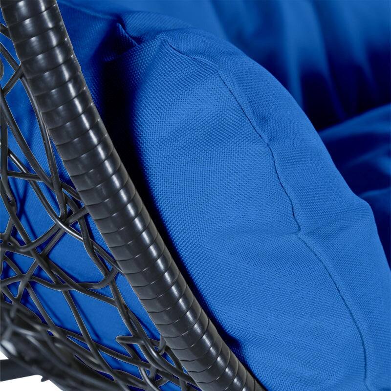 2-Person Outdoor Hanging Egg Chair with Teardrop Frame, Weather-Resistant Cotton Cushioned Seat for Patio and Indoor Use