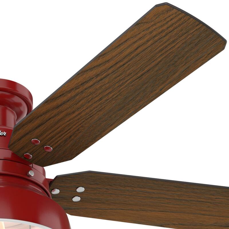 Hunter 52" Mill Valley Outdoor Low Profile Ceiling Fan with LED Light Kit and Pull Chain, Damp Rated
