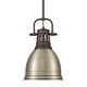 preview thumbnail 1 of 0, Yep by Golden Lighting Duncan 1-light 9in Rod Hung Pendant in Rubbed Bronze and Aged Brass shade