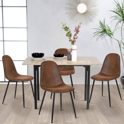 Dining Chairs Set of 4, Modern Mid-Century Style Dining Room Side Chairs Accent Chairs with Black Metal Legs - N/A