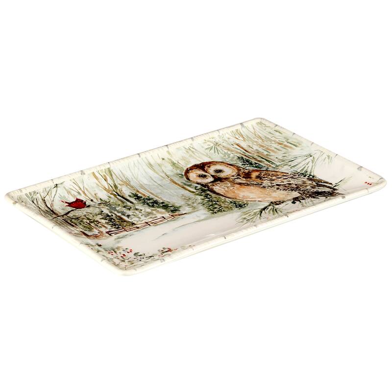 Certified International Winter's Walk Rectangular Platter, 13" X 8"