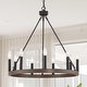 preview thumbnail 15 of 25, Acroma 9 - Light Modern Farmhouse Wagon Wheel Chandelier-UL - N/A Weathered Walnut