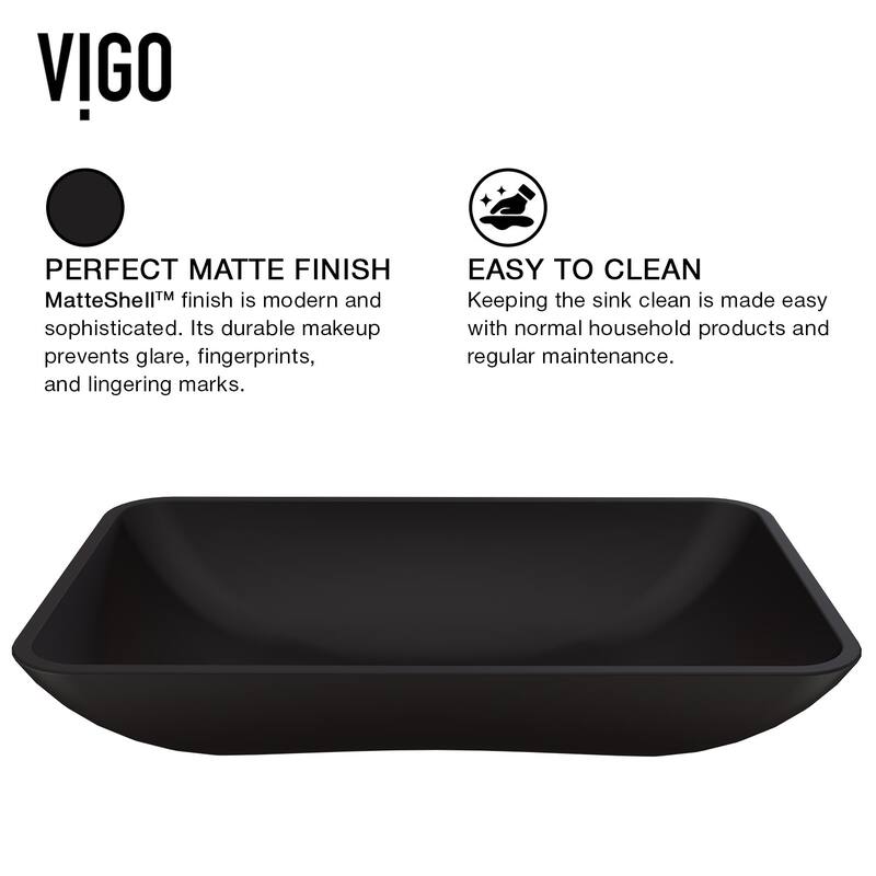 Vigo Hadyn 22" MatteShell� Vessel Bathroom Sink with 1.2 GPM Lexington - Matte Brushed Gold / Matte Black