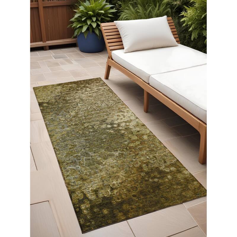 Elra Pure & Simple Weather Resistant Classic Meets Modern Outdoor Rug - 8' Runner - Brown